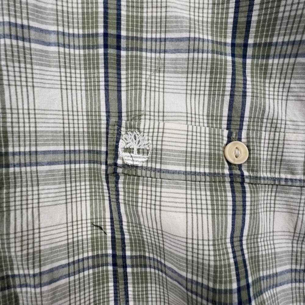 Timberland Button Down Shirt Mens XL Green Plaid Long Sleeve Cotton Casual - Picture 2 of 8